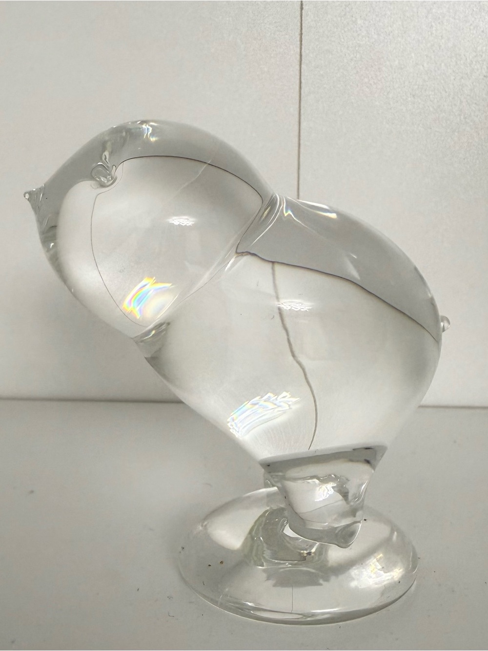 SIGNED Steuben Baby Chick Chicken Clear Glass Bird Figurine Sculpture